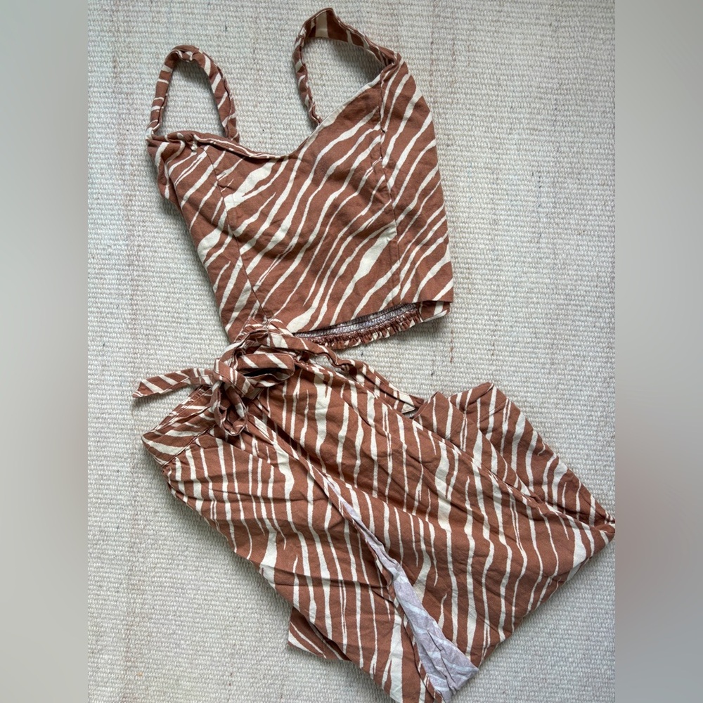 a new day Brown and White Striped Skirt Set